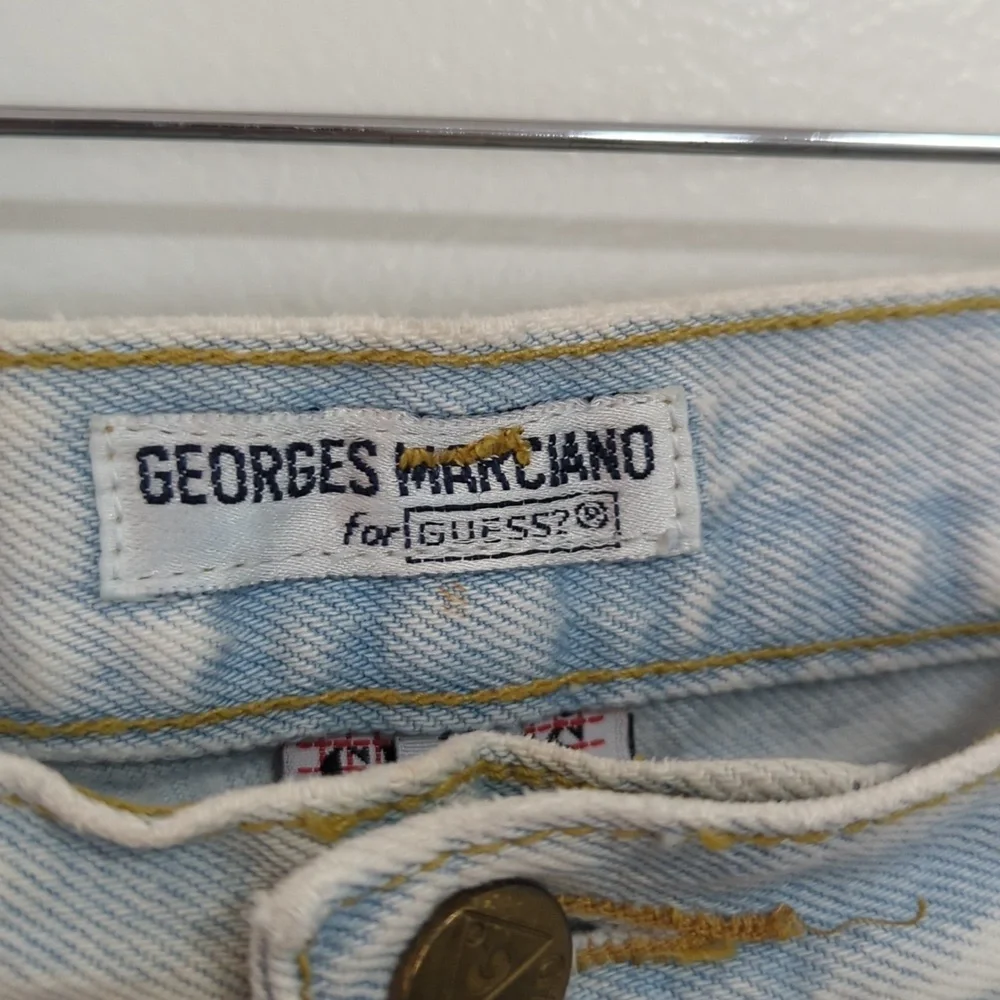 Vintage 90s Georges‎ Marciano For Guess Button Fly Light Wash Jean Short Size 3